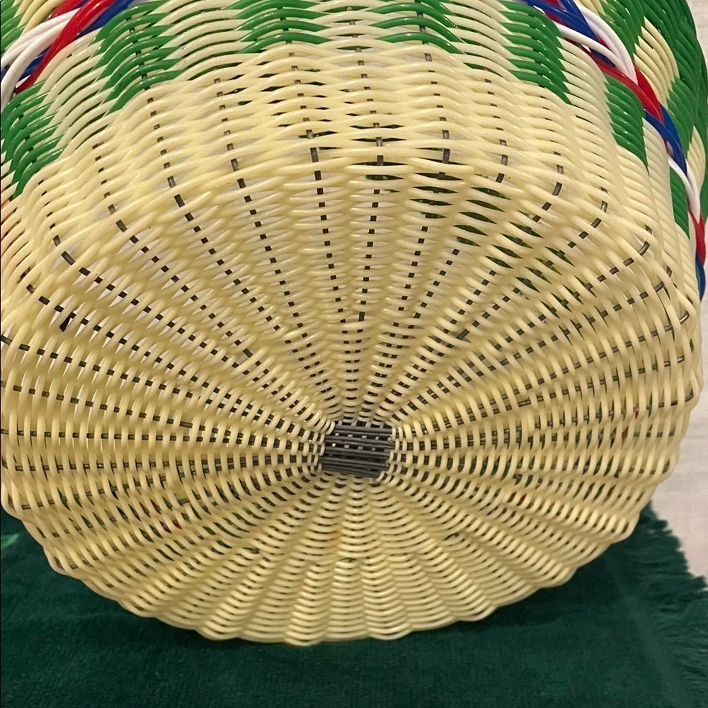 Green and Cream Woven Basket